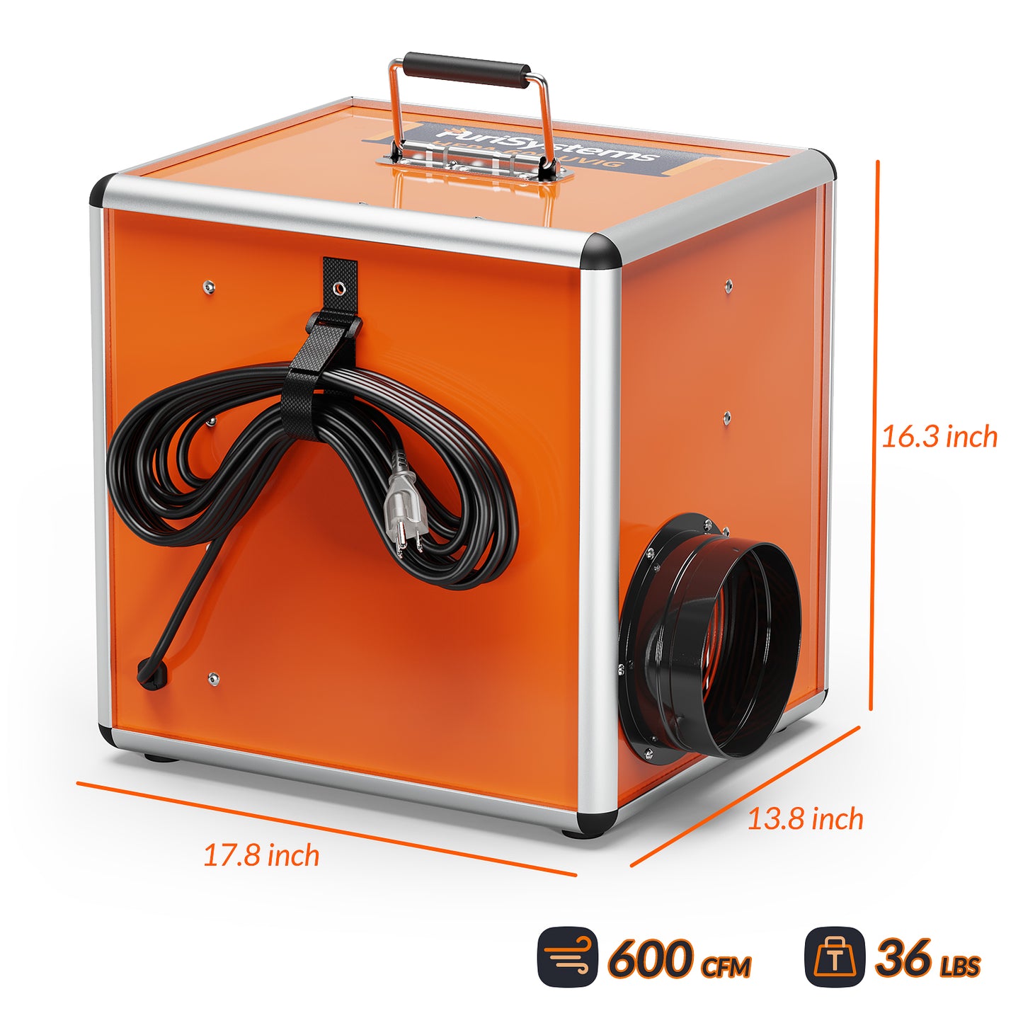 Purisystems HEPA 600 UVIG Air Scrubber with Advanced 5 Stage Filtration, Stackable Design for Hospital, Cleanroom, Water and Fire Repair