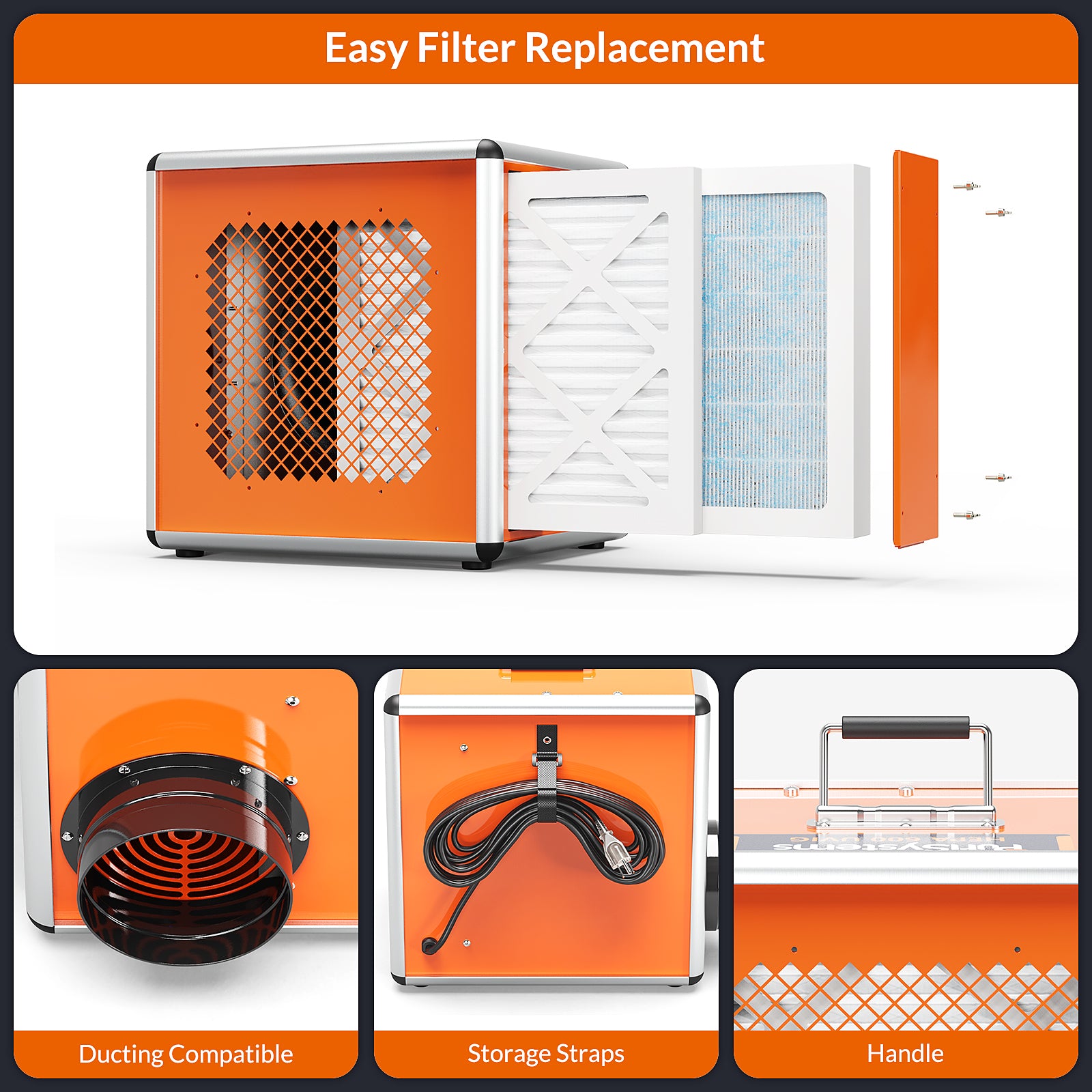 Purisystems HEPA 600 UVIG Air Scrubber with Advanced 5 Stage Filtration, Stackable Design for Hospital, Cleanroom, Water and Fire Repair